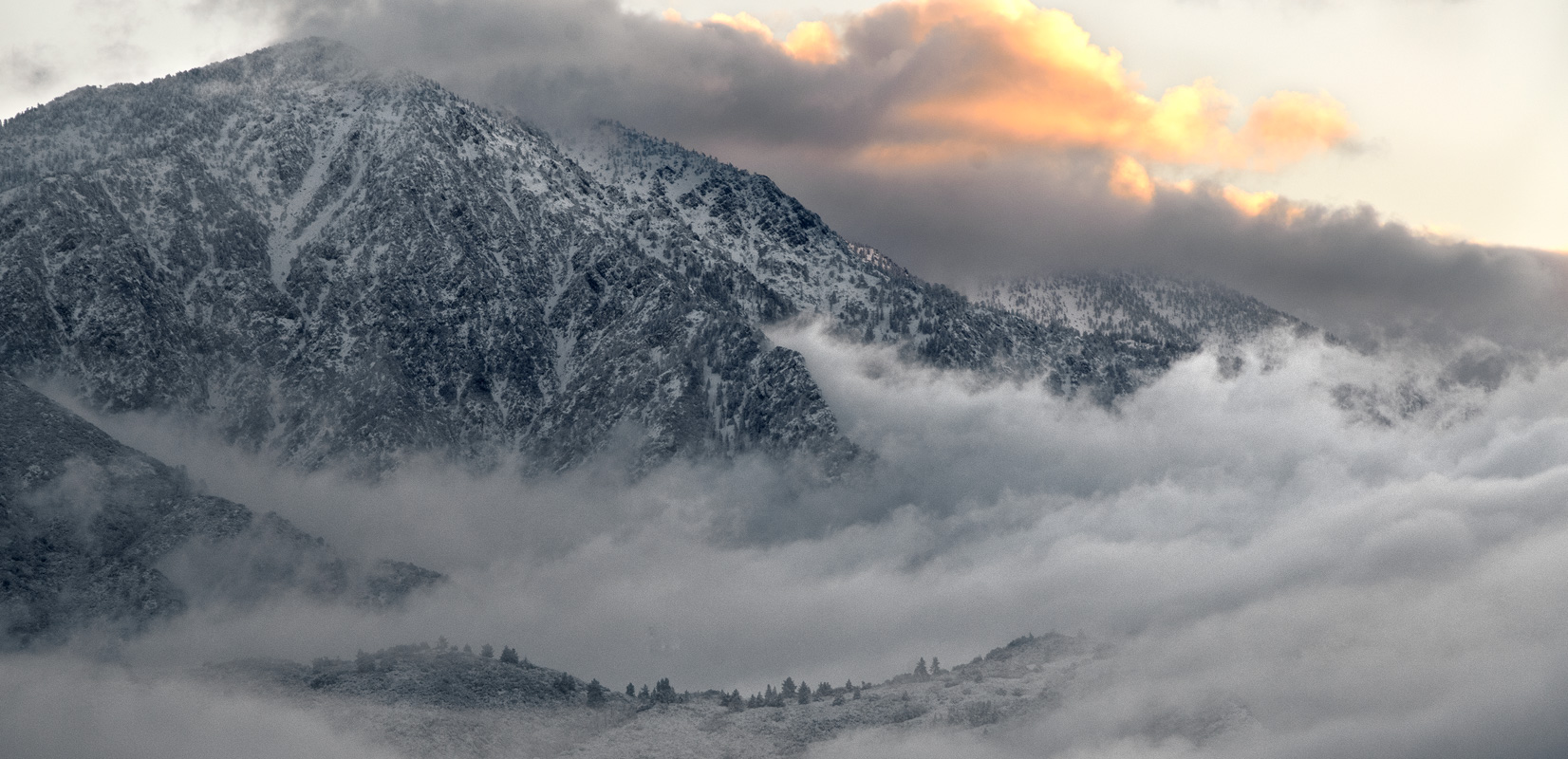 Snowy sunrise on San Bernardino Peak