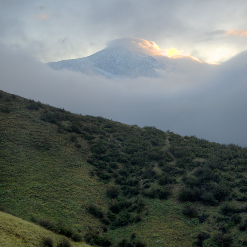 San Bernardino Peak snowy and foggy