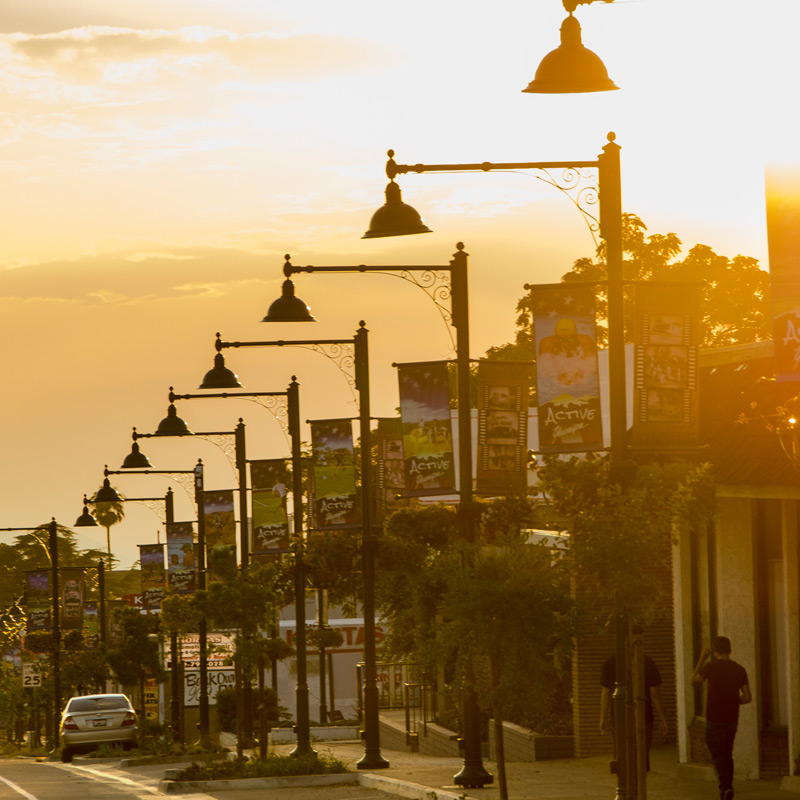 Lighting posts and banners